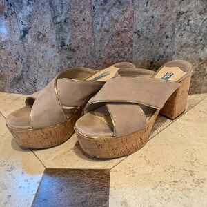 Prada Beige chunky cork heel size 37